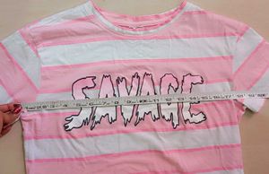 Pink&amp;White Loose Fit Crop T-shirt