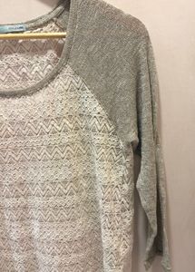 Beautiful Lace Top With Knit Sleeves