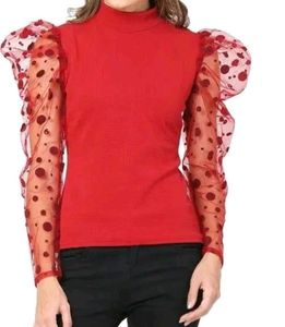 Red Polka Dot Sleeve Top