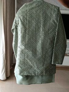 Elegant green colour kurta pajama with jacket