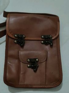 Trendy Raw Leather Messenger Bag.