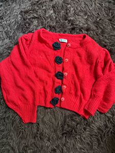 Red Knit Cardigan free size