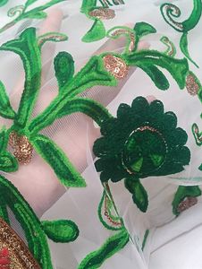 Embroidered White &amp; Green Dress