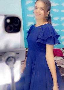 Cobalt Blue Ruffle Sleeve Dress