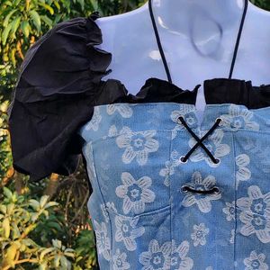 Floral Print Jeans Cloth Beautiful Crop Top