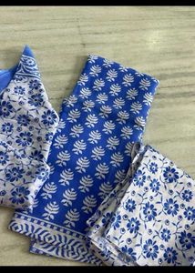 Blue Floral Dress Material