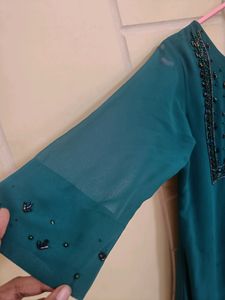 Blue Green Handwork Kurthi