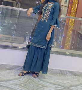 Teal Embroidered Kurta Set