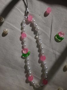 Pink Flower Phone Charm