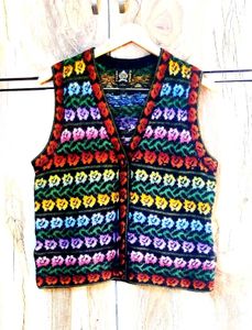 Vintage Floral Knit Vest size-38