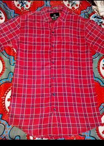 Red Plaid Button-Down Shirt Medium