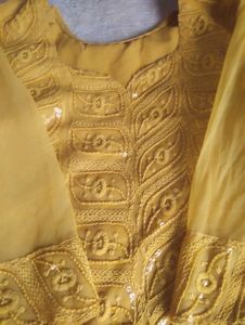 Yellow Embroidered Kurti