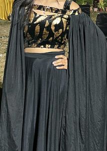 Black &amp; Gold Crop Top and Skirt Set