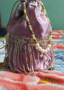 Elegant Pink Beaded Pouch/potli