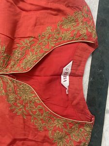 Orange &amp; Gold Embroidered Kurti