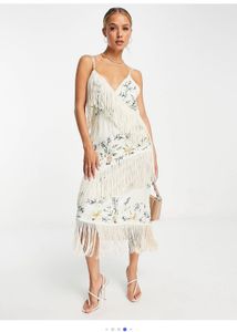 River H Hello Floral Embroidered Fringe Dress