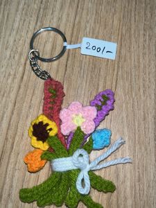 Floral Crochet Keychain