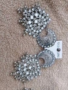 Oxidized Silver Earrings Set