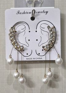 brand new crystal &amp; pearl ear cuff