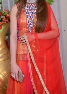 Orange Indo Western Gown
