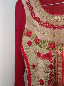 Elegant Red &amp; Gold Kurta