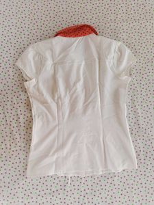 Polka Dot Collar White Top
