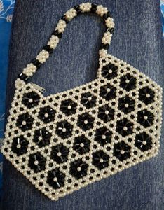 Black & White Beaded Bag