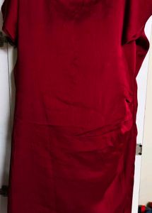 Red Polysilk Fashion Dress - airhostess Cut