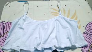 White Ruffle Crop Top