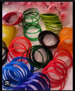 Green &amp; Gold Glass Bangles