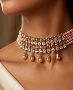 Elegant Pearl & Crystal Choker