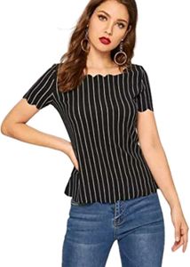 Shein, Round Neck Style- Elegant striped  top
