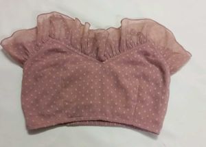 Pich Polka Dot Crop Top