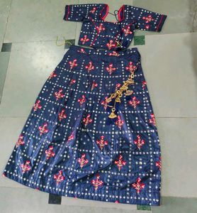 Navy &amp; Red Lehenga Set