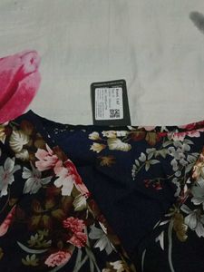 Floral Blue Top With Belt