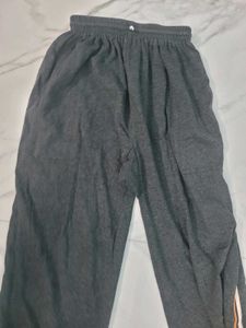 Gray Track Pants with Orange &amp; White Stripes