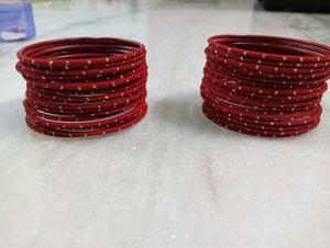 36 Pieces Metallic Red Bangles Set