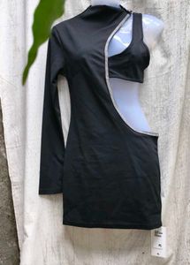 Black One-Sleeve Party Dress