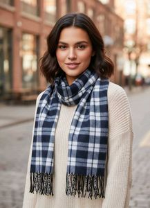 Plaid Scarf with Fringes Men/Women