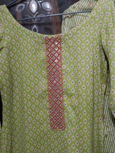 Green Printed Kurta Set
