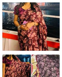 Floral Burgundy Saree