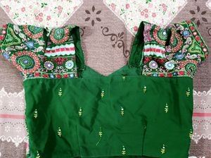 Green Crop Top And Lehenga💚