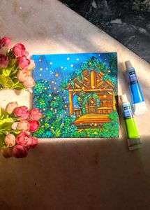 Mini cabin in wood Acrylic Painting