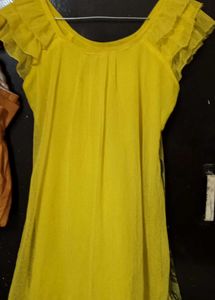Yellow Floral Ruffle Sleeve Dress