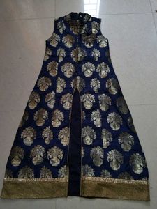 Elegant Blue & Gold Maxi Dress