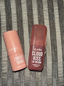Zudio Cheeky Shine Highlighter & Cloud Kiss Lip Co