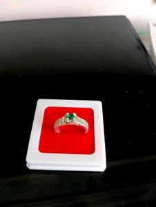 Green Diamond Ring Pure Silver