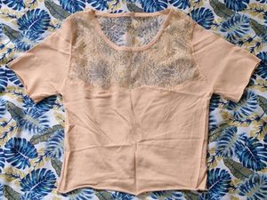 Peach Net Top