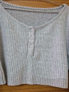 Light Blue Cropped Henley Top Combo Offer