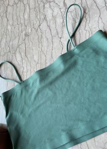 Green Cropped Tank Top